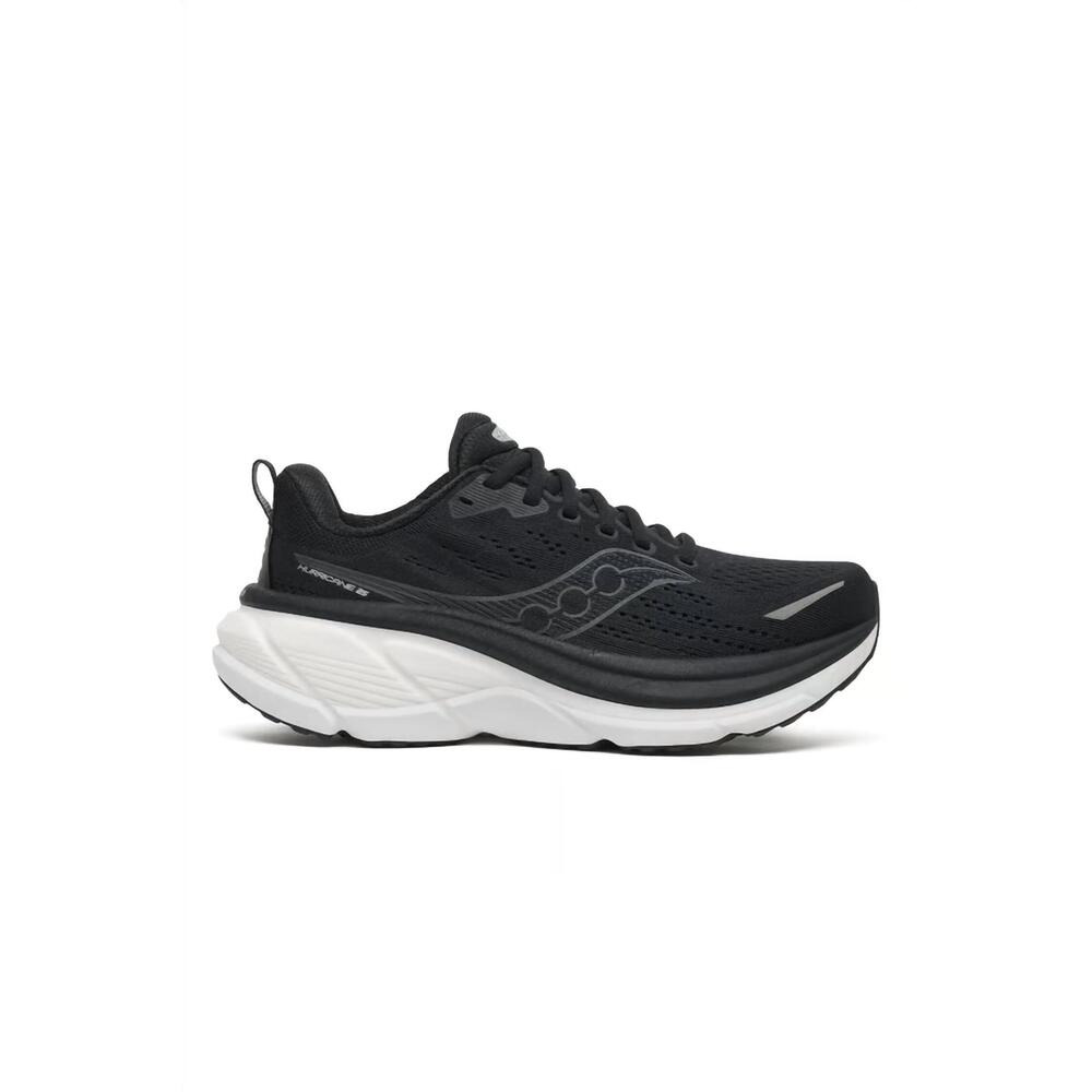 NEW SAUCONY women's hurricane 25 wide shoes in black/white